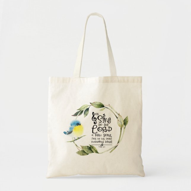 Psalm 98:1 Singt zum Herrn a New Song Bible Verse Tragetasche (Vorne)