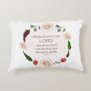 Psalm 9:1, Bibelverse, Accent PIllow Dekokissen