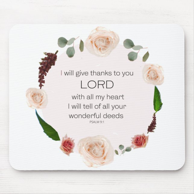 Psalm 9:1, Bibelverse Mousepad (Vorne)