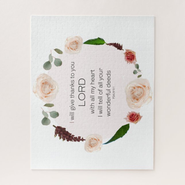 Psalm 9:1, Bibelverse Puzzle (Vertikal)