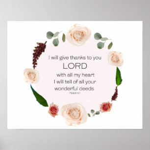 Psalm 9:1, Bibelverse, Wanddekoration Poster