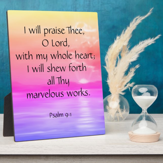 Psalm 9:1 Plaque Fotoplatte (Seite)