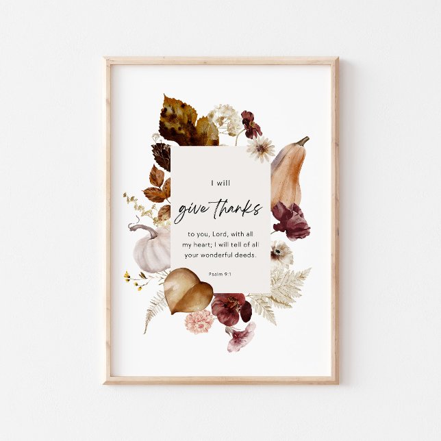 Psalm 9:1 Schriftposter – Dankt, Christlich Poster (Von Creator hochgeladen)