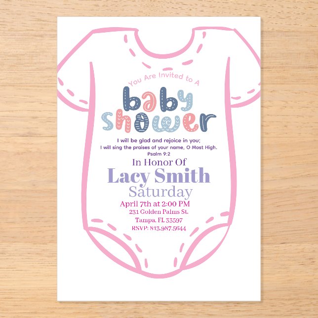 Psalm 9:2 Girl Baby Shower Invitation Acryleinladungen (Vorderseite)