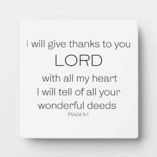 Psalm 9, ich danke Ihnen, Herr LORD, Fotoplatte