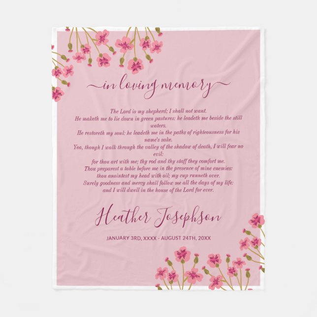 Psalm-Gedenkstätte Pink Burgund Fleecedecke (Vorderseite)