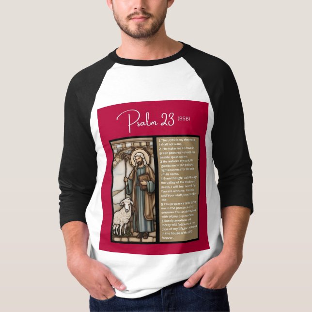 Psalm-Meldung - Psalm 23 - 3/4 Länge weiß T-Shirt (Vorderseite)