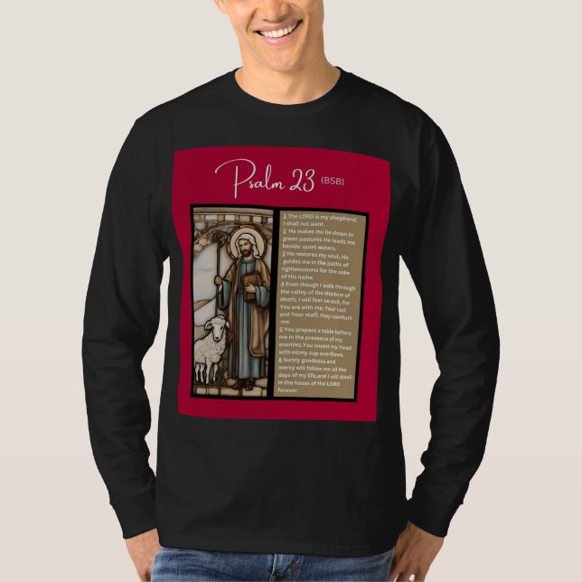 Psalm-Meldung: Psalm 23 - Schwarzer Langschlauch T-Shirt (Vorderseite)