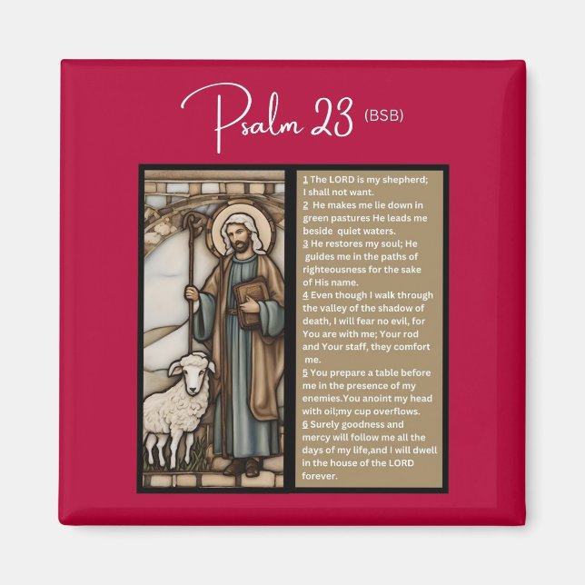 Psalm-Nachricht: Psalm 23 - Square Magnet (Vorne)