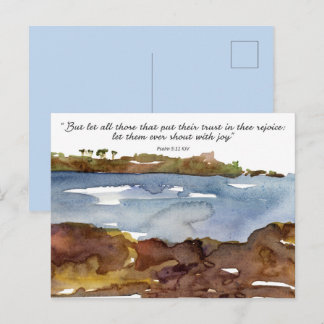 Psalm Scripture Prayer Card Ocean Watercolor Postkarte