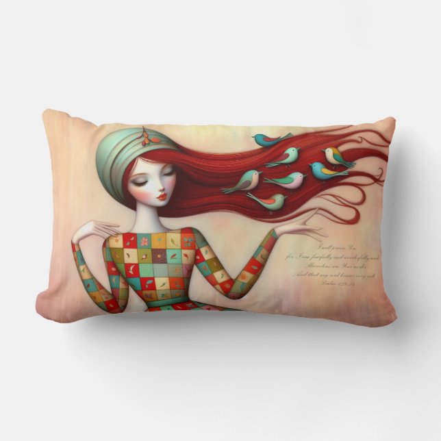 Psalm Scriptures Whimsical Girl Lumbar Kissen (Vorderseite)