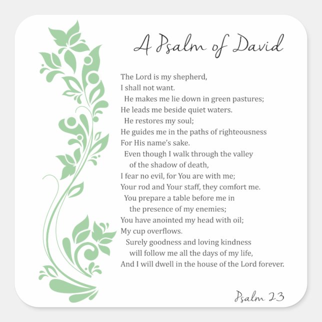 Psalm von David Der Herr ist mein Schäferbibel Ver Quadratischer Aufkleber (Vorderseite)