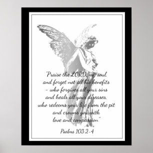 Psalmen 103:2 Angel zum Zitat der Heilbibel Poster