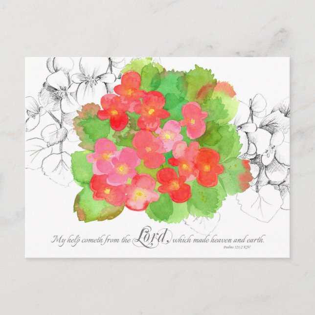 Psalmen 121 Gebet-Karte Orangene Begonia-Blume Postkarte (Vorderseite)