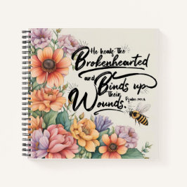 Psalmen 147:3 Christliches Bibelverse-Bild Notizbuch