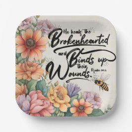 Psalmen 147:3 Christliches Bibelverse-Bild Pappteller