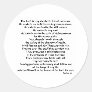 Psalmen 23 runder aufkleber