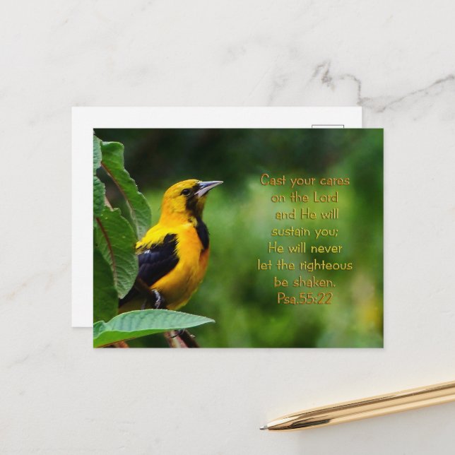 Psalmen 55:22 Inspiration Postkarte (Vorderseite/Rückseite Beispiel)