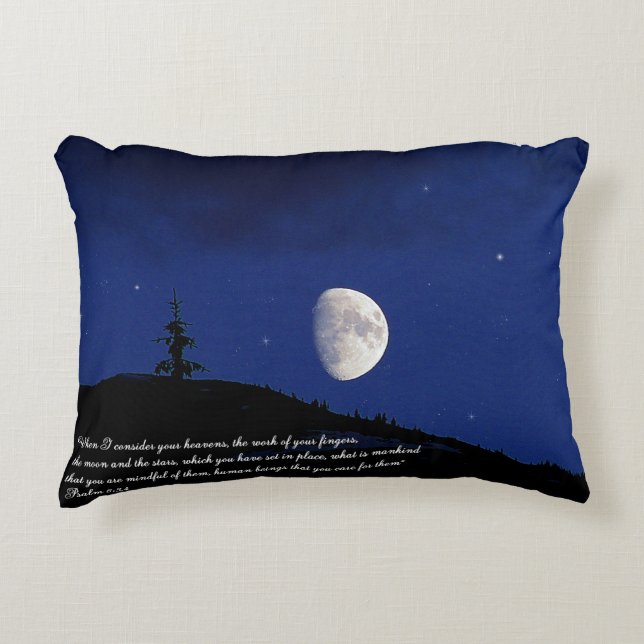 Psalmen 8:3,4 Schrift Inspiration Dekokissen (Vorderseite)