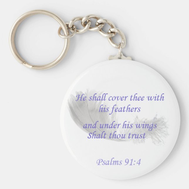 Psalmen 91:4 Er wird dich mit seinen Federn bedeck Schlüsselanhänger (Vorne)