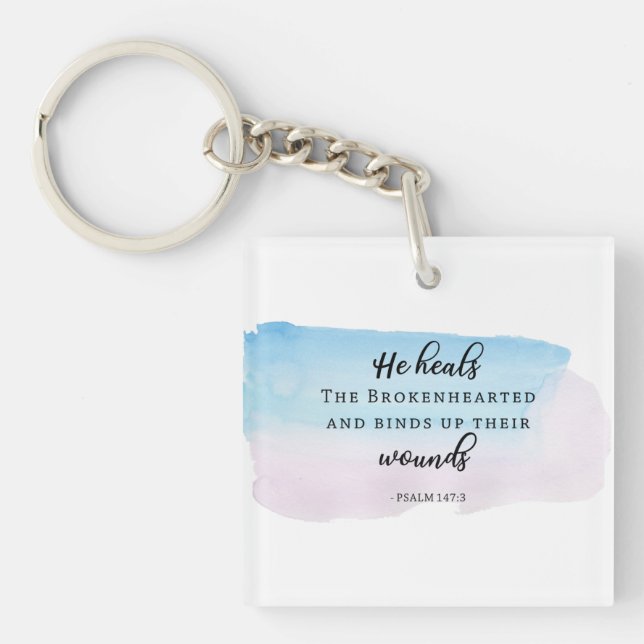 Psalmen Bibel Vers christlicher Glaube Gott Aquare Schlüsselanhänger (Vorderseite)