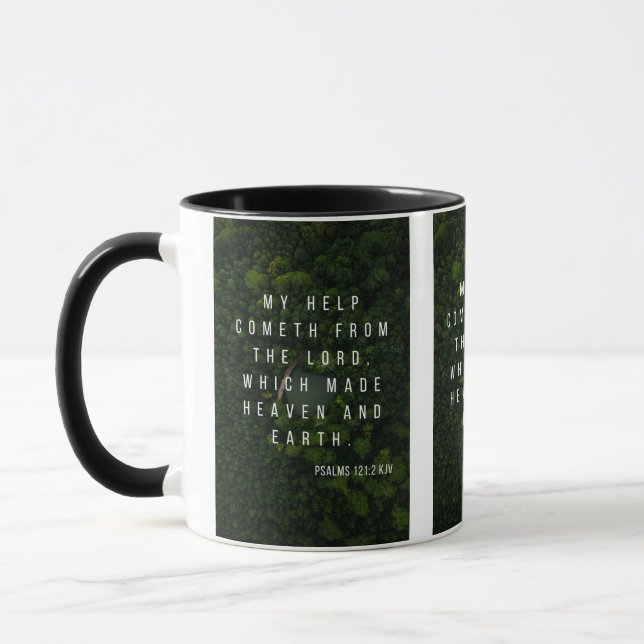 Psalms 121:2 KJV Bibelschrift Bild Zwei-Tonen-Tass Tasse (Links)