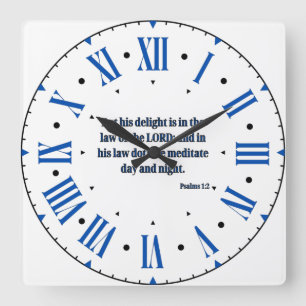 Psalms 1:2 KJV Bible Verse Roman Numerus Quadratische Wanduhr