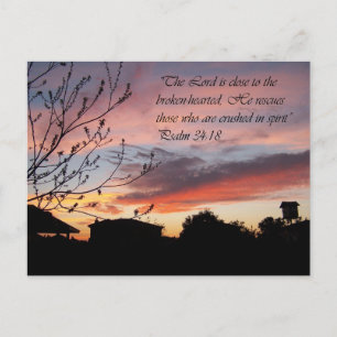 Psalms 24:18 Lovely Sunset Encouration Postcard Postkarte
