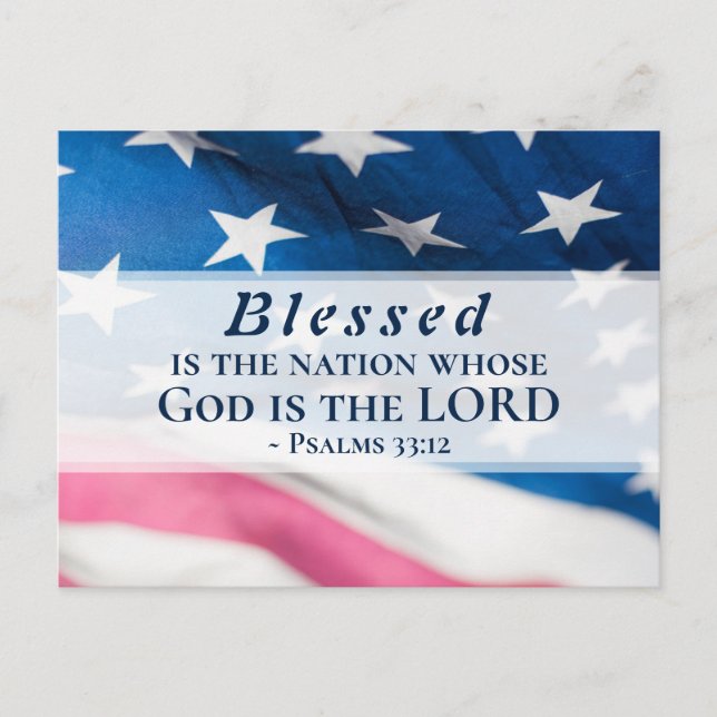 Psalms 33:12 Gesegnet ist die US-Flagge der Nation Postkarte (Vorderseite)