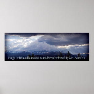 Psalms 34:4 Panorama Dunkle Vignette Poster