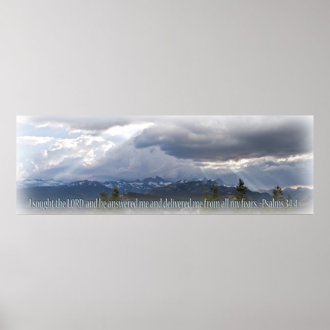 Psalms 34:4 Panorama-Lichtvignette Poster (Vorne)