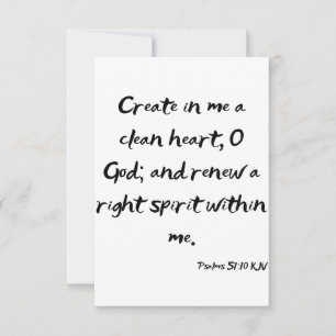 Psalms 51:10 KJV Bible Scripture Grußkarte Karte