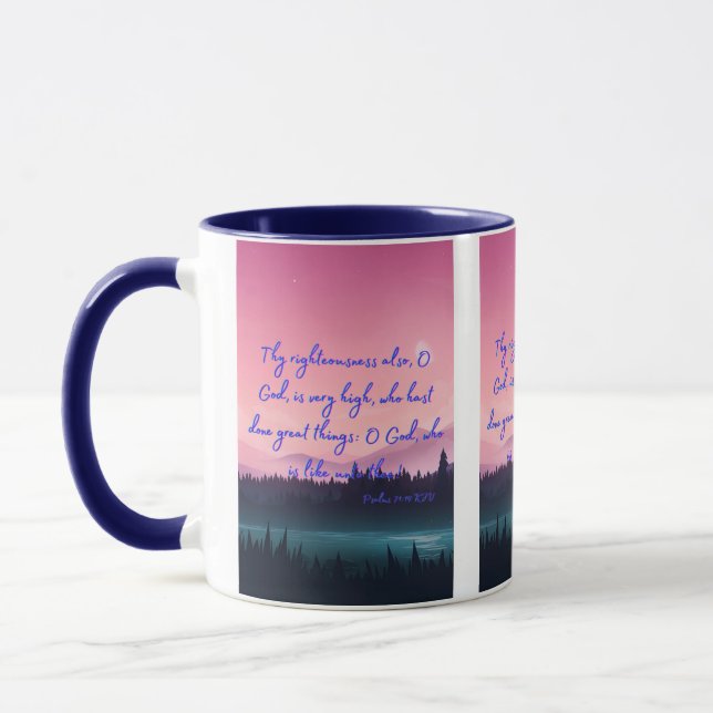 Psalms 71:19 KJV Bible Verse Pic Zwei-Tonen-Tasse Tasse (Links)