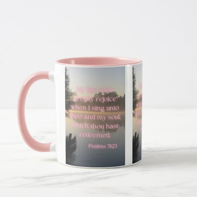 Psalms 71:23 KJV Bible Verse Pic Zwei-Tonen-Tasse Tasse (Links)
