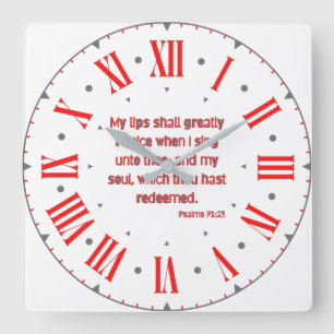 Psalms 71:23 KJV Bible Verse Roman Numeral Quadratische Wanduhr