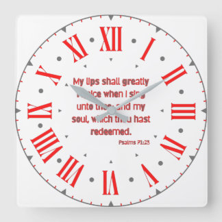 Psalms 71:23 KJV Bible Verse Roman Numeral Quadratische Wanduhr
