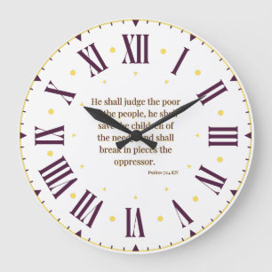 Psalms 72:4 KJV Bible Verse Roman Numeral Große Wanduhr