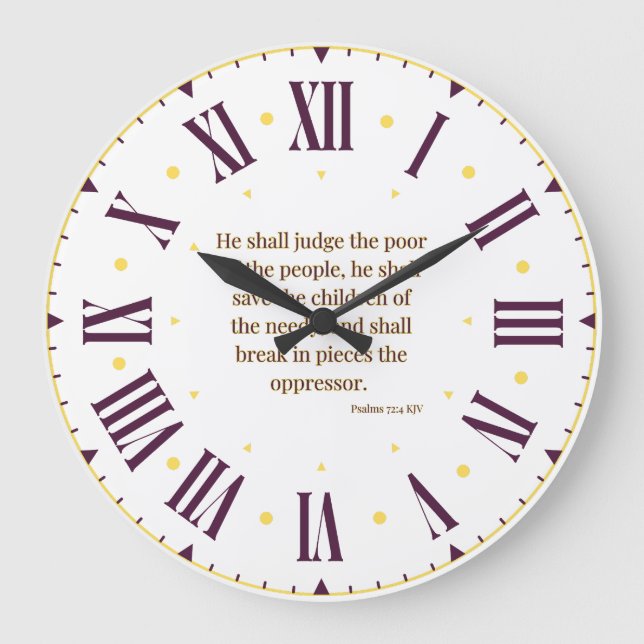 Psalms 72:4 KJV Bible Verse Roman Numeral Große Wanduhr (Vorderseite)