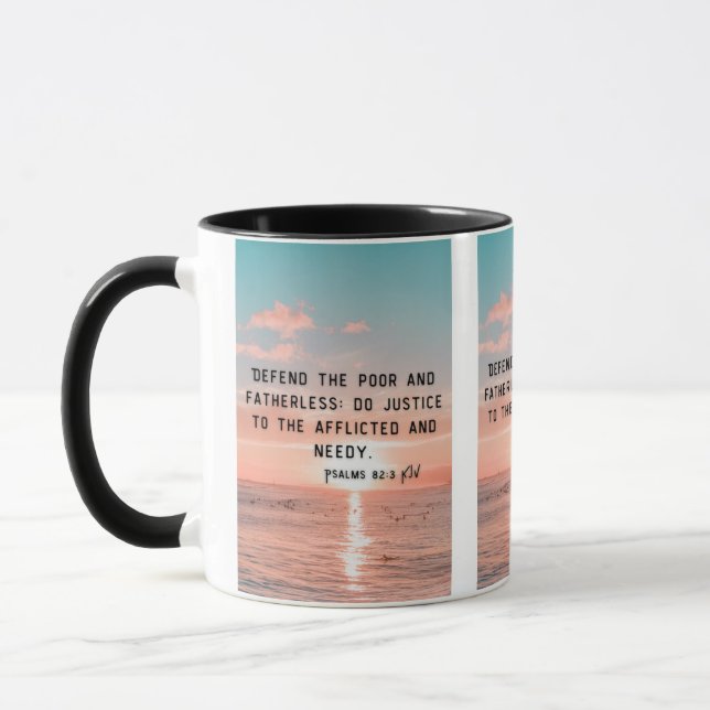 Psalms 82:3 KJV Bible Verse Pic Zwei-Tone-Tasse Tasse (Links)