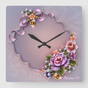 Psalms 91 Square Wall Clock Quadratische Wanduhr