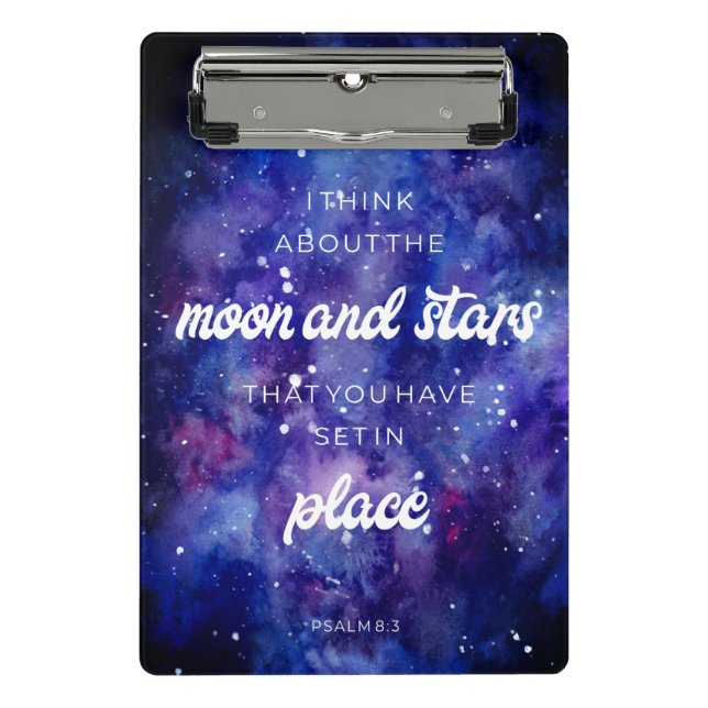 Psalms Bible Verse Galaxy Wasserfarbe Christlich Mini Klemmbrett (Vorderseite)