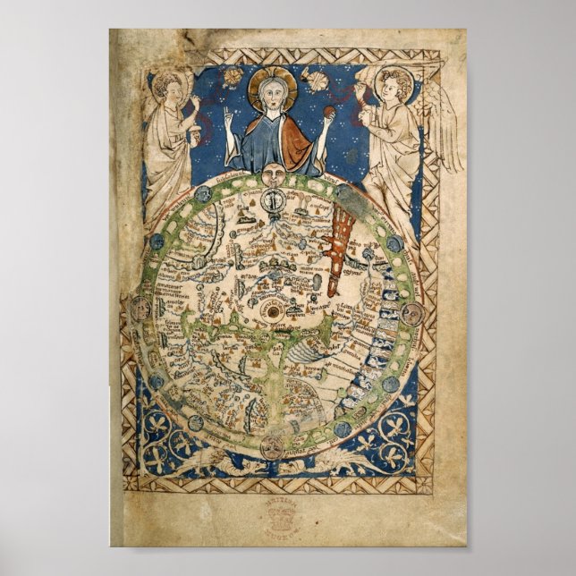 Psalter World Map (13. Jahrhundert) Poster (Vorne)