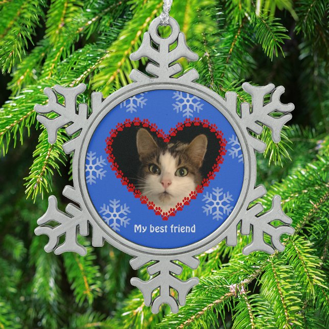 Pseudonyme Foto Drucke Blau Schneeflocken Zinn-Ornament (Von Creator hochgeladen)