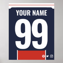 PSG Colors Personalisiert Football Shirt Poster