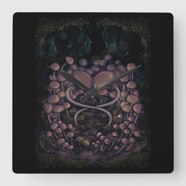 Psilocybe Allenii Quadratische Wanduhr (Vorderseite)