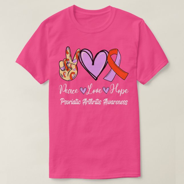 Psoriasis Arthritis Peace Liebe Hope Lavender Oran T-Shirt (Design vorne)