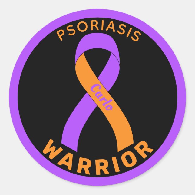 Psoriasis Warrior Ribbon Black Round Sticker (Vorderseite)