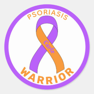 Psoriasis Warrior Ribbon White Round Sticker