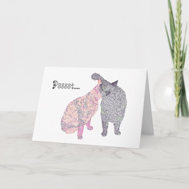 Pssst... Ich Liebe dich mit einem Katzenkuss. Karte (Vorderseite)