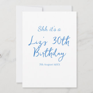 psst, ein 30. Geburtstag Name Datum blau einfache Einladung